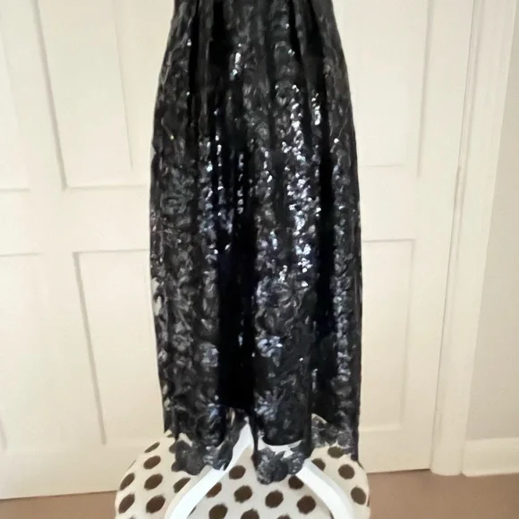 Kay Unger navy black embellished tea length gown 4 - Picture 8 of 13